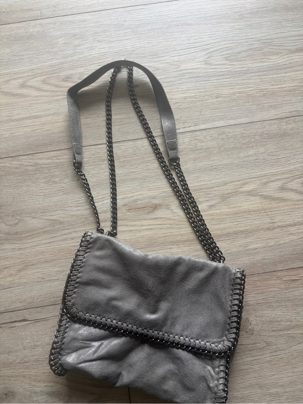 Gray Chain-Trim Shoulder Bag - Women